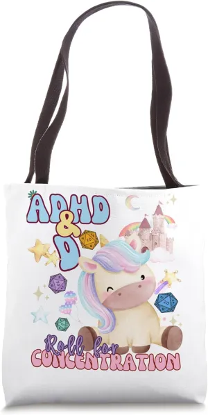 ADHD&D Roll For Concentration Megical Unicorn Tote Bag