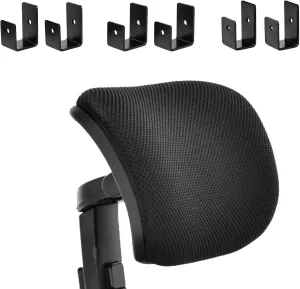 Adjustable Black Mesh Office Chair Headrest - Universal Ergonomic Head Pillow Attachment for Desk, Computer, and Swivel Chairs