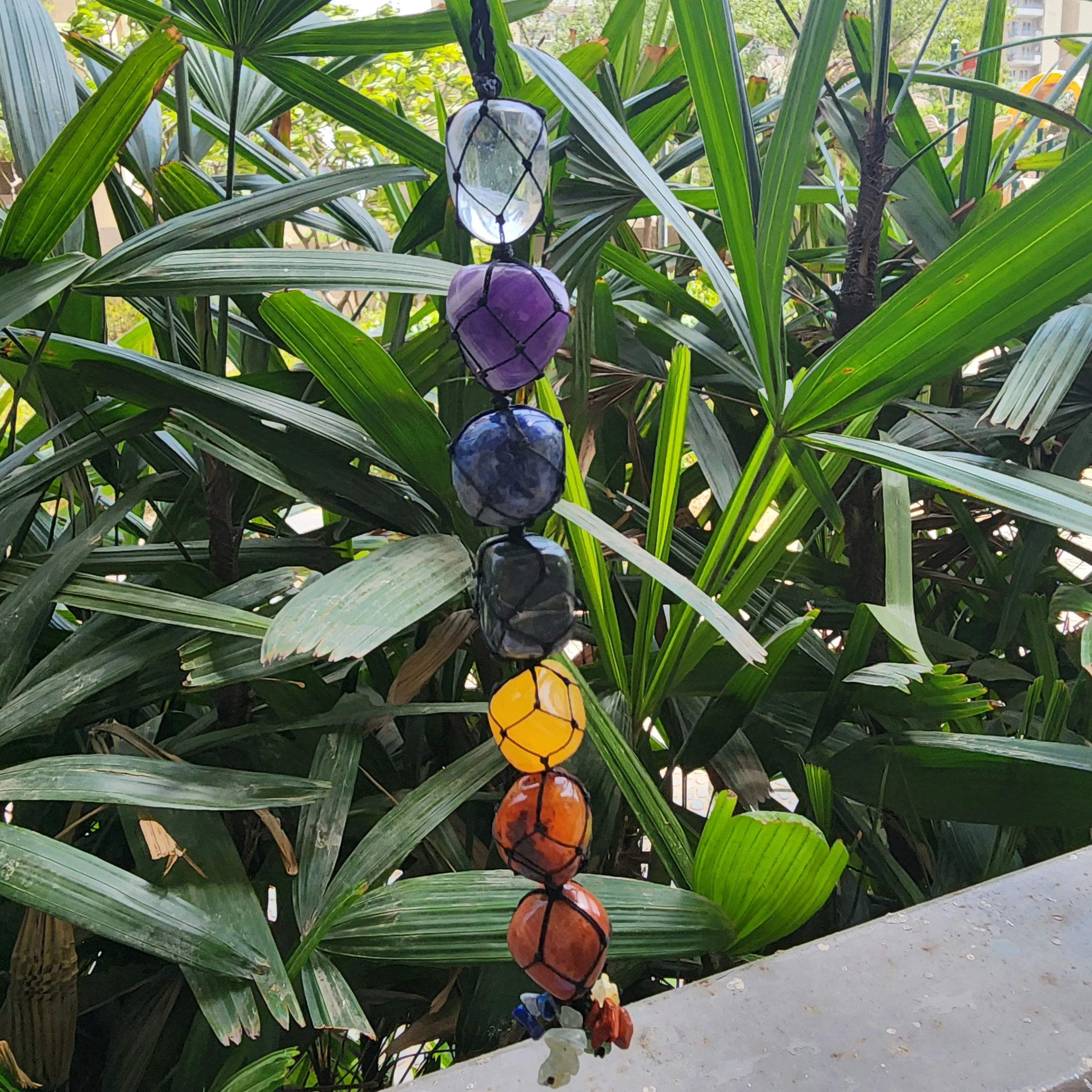 All 7 Chakras Tumbled Crystal Hanging for Car Home Office