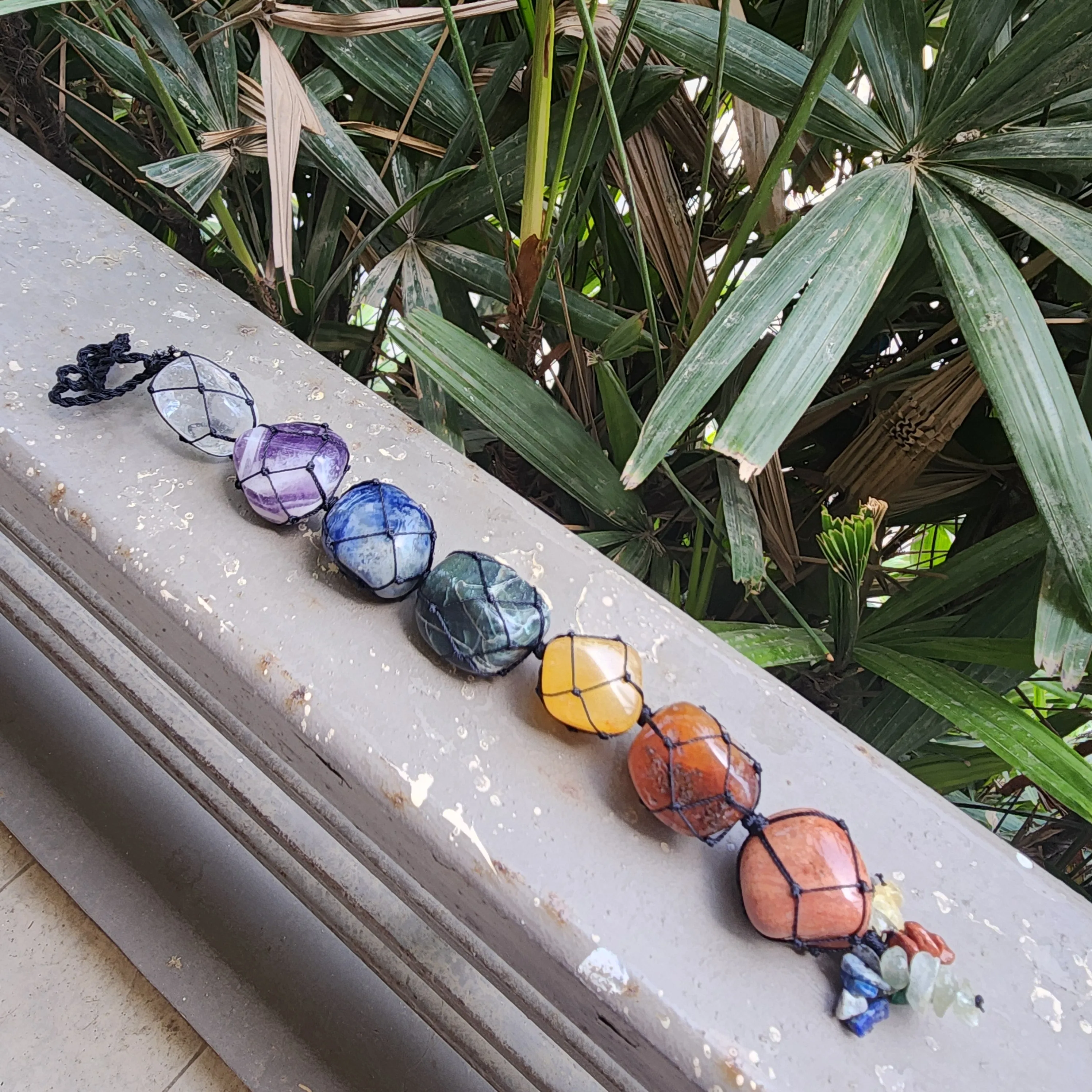All 7 Chakras Tumbled Crystal Hanging for Car Home Office
