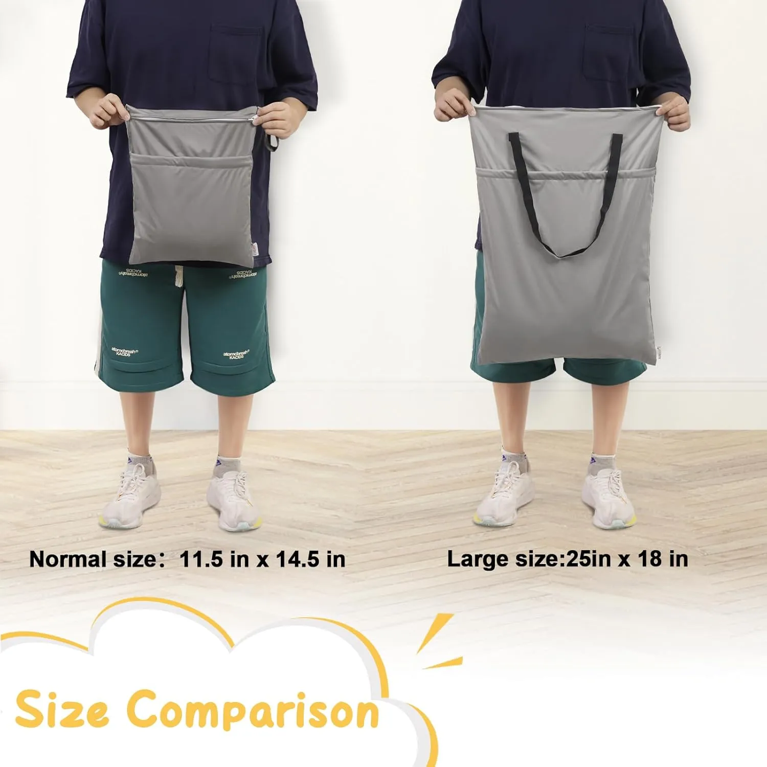 ALVABABY 2 Pack Large Wet Dry Bag Waterproof Hanging Cloth Diaper with Double Zippered Pockets 25x18 inches Laundry Bag HL-LW28Z75