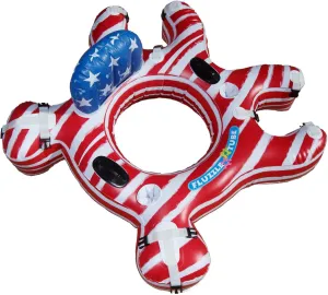 American Flag Inflatable Water Tube with Backrest & Cup Holders | Connectable Float Chair for Beach, Swimming, Pool, Lake Fun | XL Open Center for Ultimate Comfort