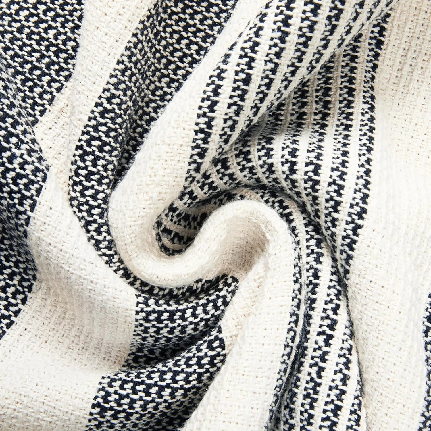 Americanflat 50x60 Throw Blanket - Soft and Breathable Cotton Throw Blanket for Couch, Bed, Chair - Decorative Blanket Perfect for Home, Office, or Outdoor Use - Black and White Stripe Blanket