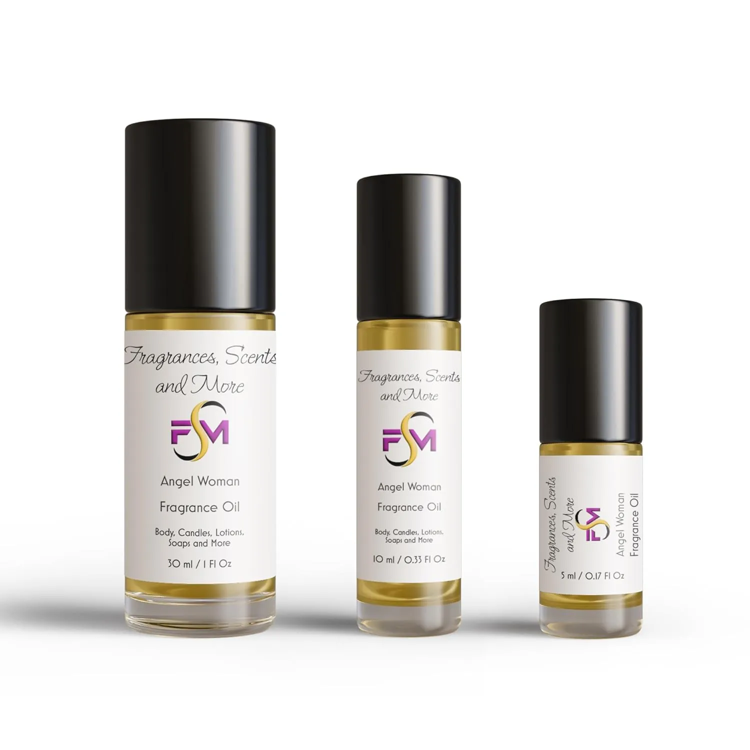Angel Woman Fragrance Oil - 3 Bottles 0.33 Fl Oz Glass Roll On (10ml)