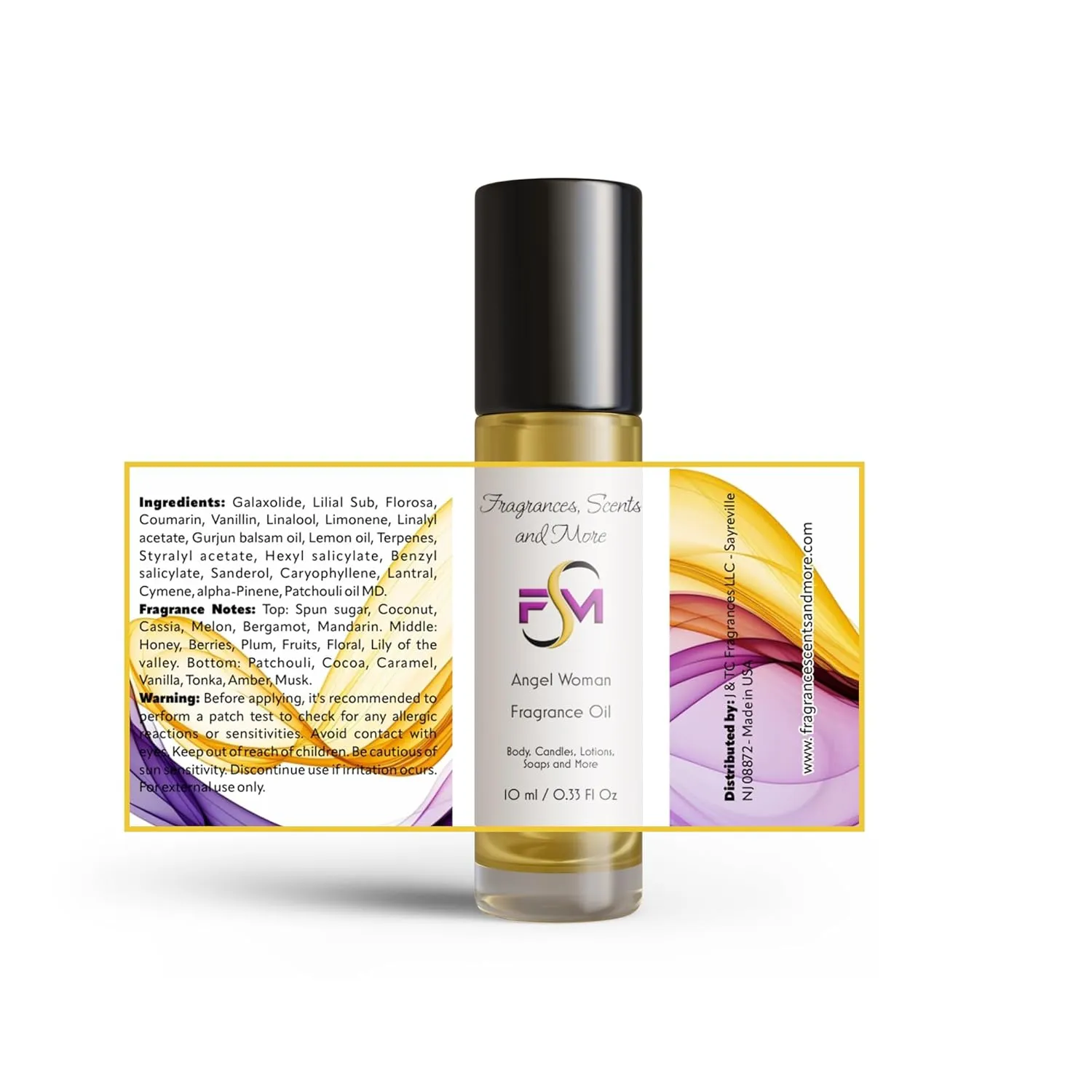 Angel Woman Fragrance Oil - 3 Bottles 0.33 Fl Oz Glass Roll On (10ml)