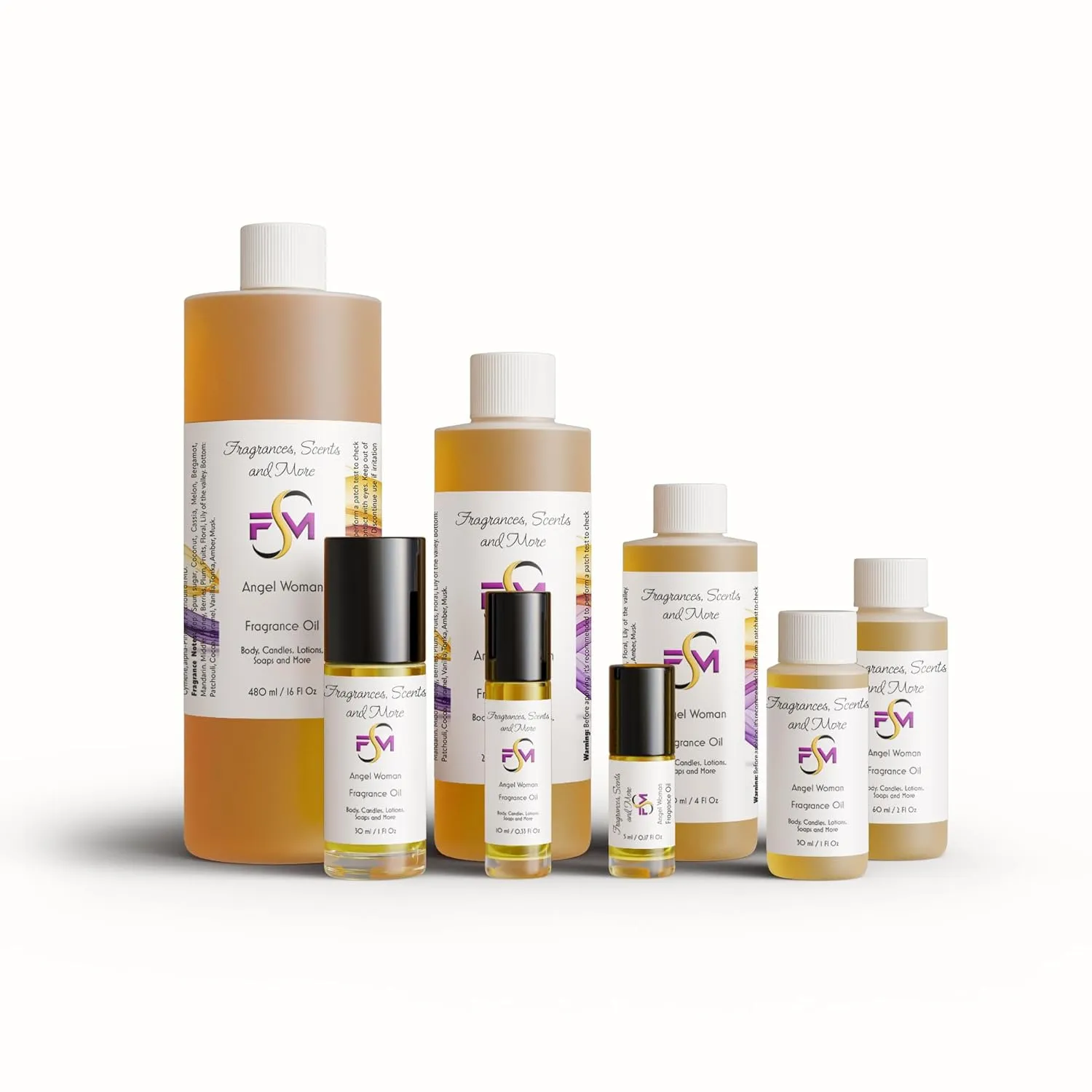 Angel Woman Fragrance Oil - 3 Bottles 0.33 Fl Oz Glass Roll On (10ml)