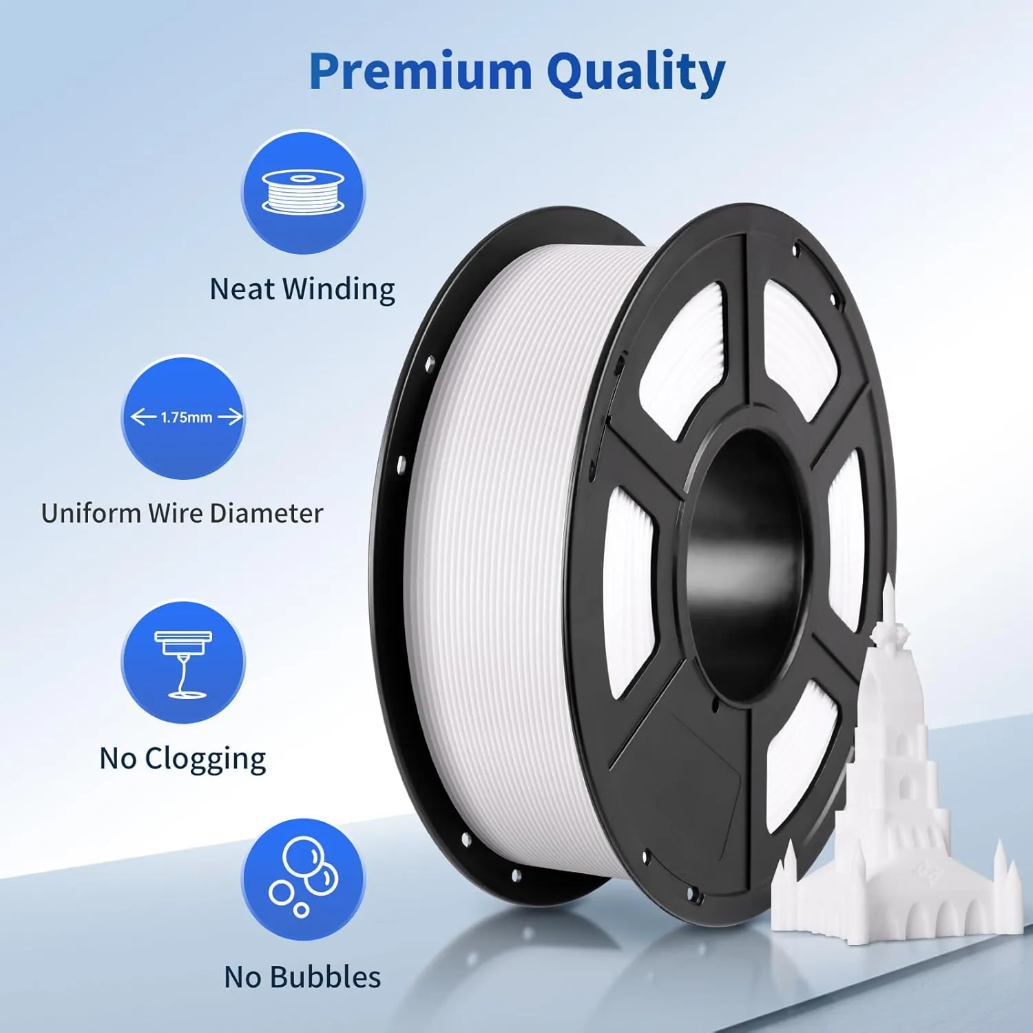 ANYCUBIC PLA 3D Printer Filament Bundle, RFID 3D Printing PLA Filament 1.75mm Dimensional Accuracy  /- 0.02mm, 1KG Spool (2.2 lbs), 2KG White   White