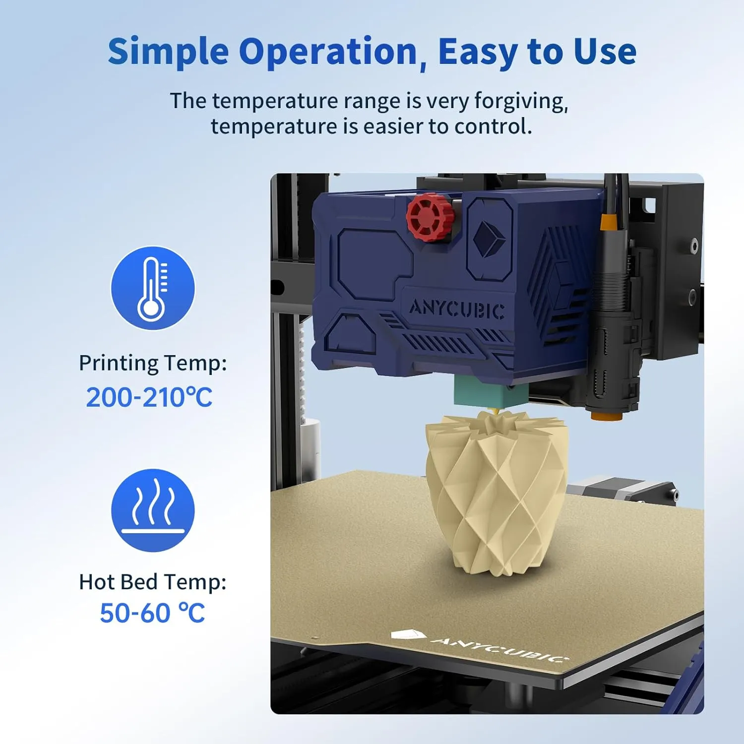ANYCUBIC PLA 3D Printer Filament, RFID 3D Printing PLA Filament 1.75mm Dimensional Accuracy  /- 0.02mm, 1KG Spool (2.2 lbs), Beige
