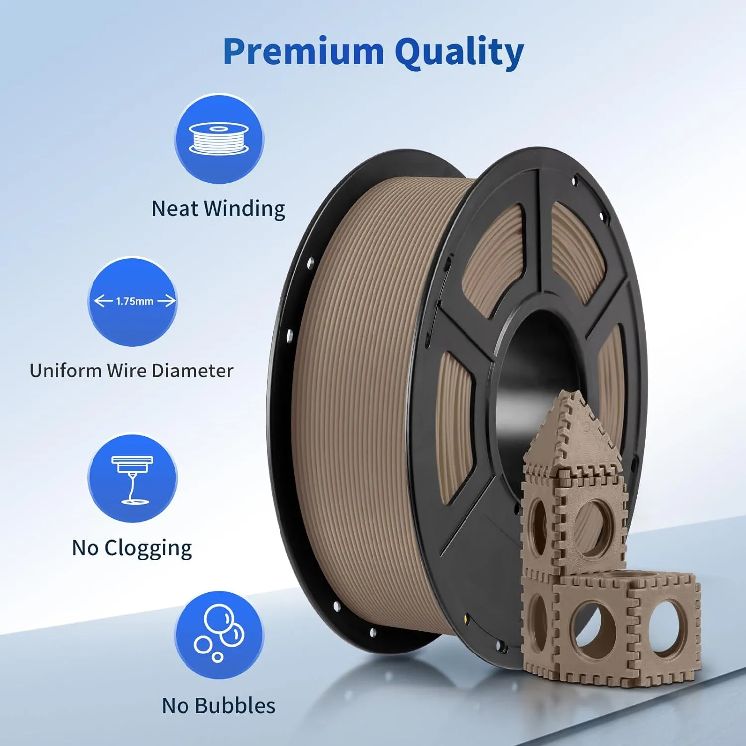 ANYCUBIC PLA 3D Printer Filament, RFID 3D Printing PLA Filament 1.75mm Dimensional Accuracy  /- 0.02mm, 1KG Spool (2.2 lbs), Brown