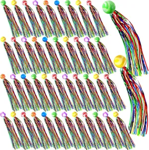 Aoriher Comet Balls Bouncy Party Favors with Colorful Streamers Mini Rubber Ball Bulk Birthday Goodie Bag Stuffers Assorted Colors Rainbow Party Favors(45 Pcs)