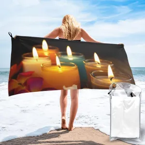 Aromatic Candles Printed Quick Dry Bath Towel Microfiber Towel with Travel Bag