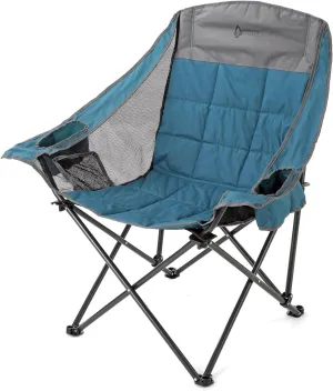 ARROWHEAD OUTDOOR Oversized Folding Camp Chair w/Adjustable Double Sized Cup Holder, Mesh Sides, Inner Pockets, Carry Bag, 300 LBS Weight Capacity