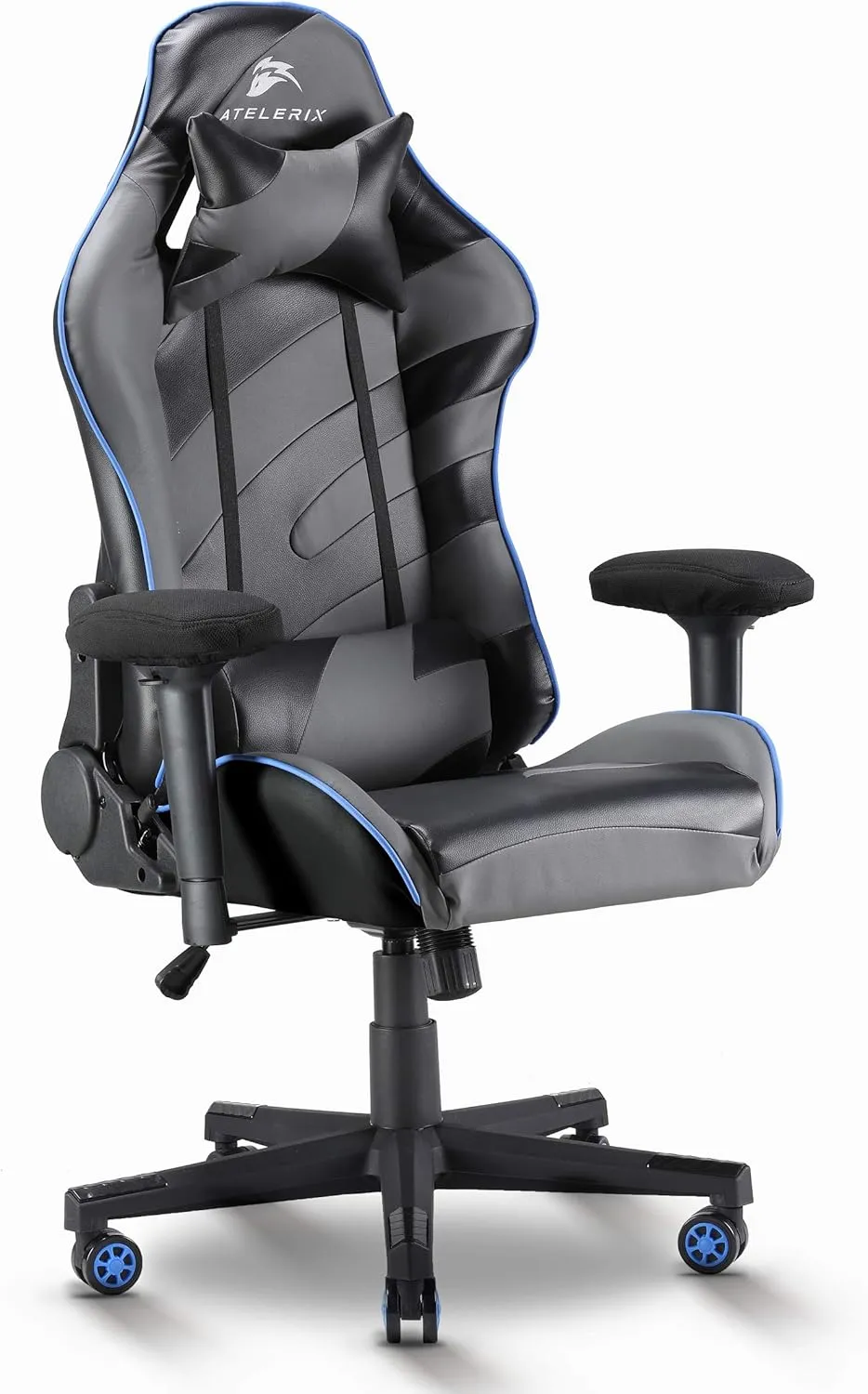 Atelerix Ventris Gaming Chair - PU Leather, Fabric, & Extra Wide Options - Office or Computer Chair - Tilting & Ergonomic Adjustable Swivel Game Chair w/ 4D Covered Armrests, Headrest & Lumbar Support