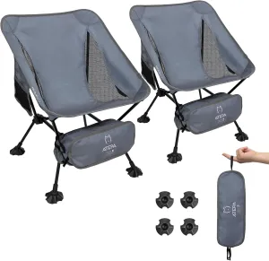 ATEPA Backpacking Chair, Ultralight Folding Portable Small Camping Chairs for Adults Compact Foldable Beach Seat with Anti-Sinking Feet & Aluminum Frame for Outdoor Hiking Travel Fishing