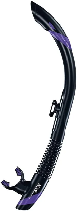ATOMIC AQUATICS SV2 High-Performance Flex Scuba Diving Snorkel with Semi-Dry Top, Dual Silicone Mouthpiece & Quick Disconnect Keeper