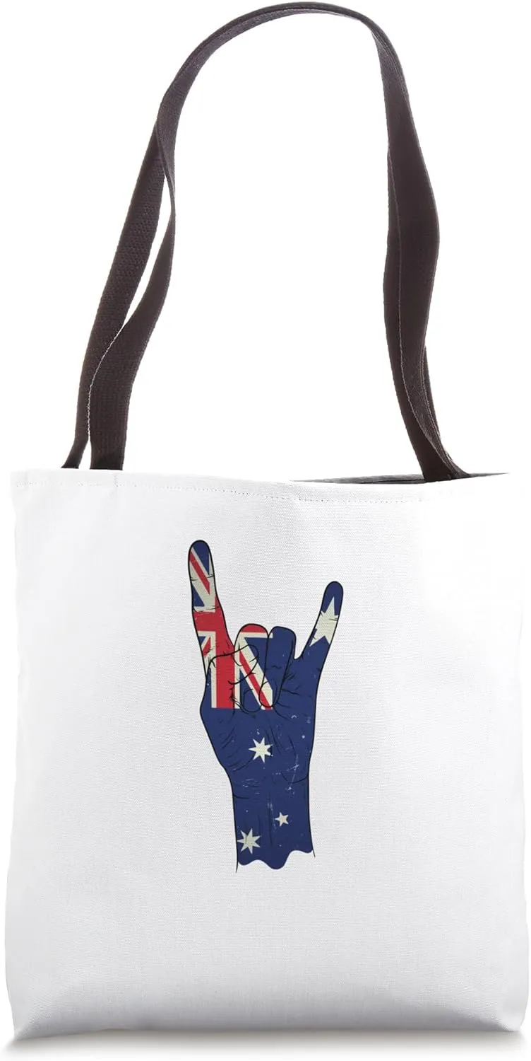 Australia with Rock 'n' Roll Hand Corna Tote Bag