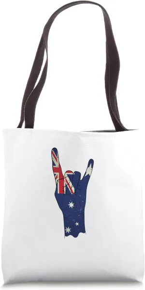 Australia with Rock 'n' Roll Hand Corna Tote Bag