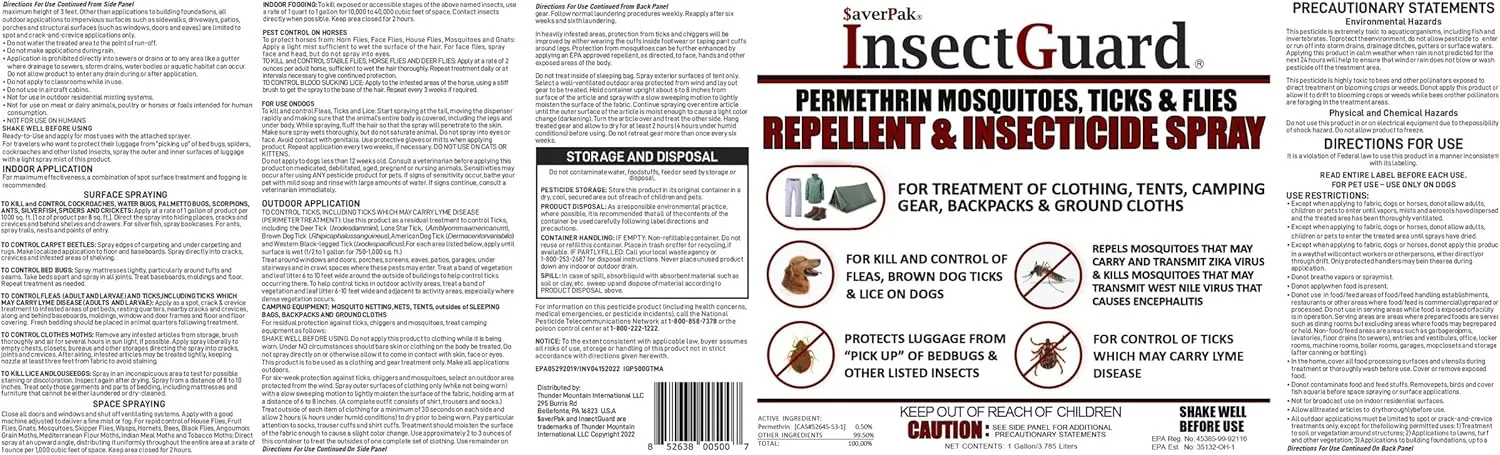 $averPak InsectGuard Permethrin Mosquitoes, Ticks and Flies Repellent & Insecticide Spray Gallon (128oz)