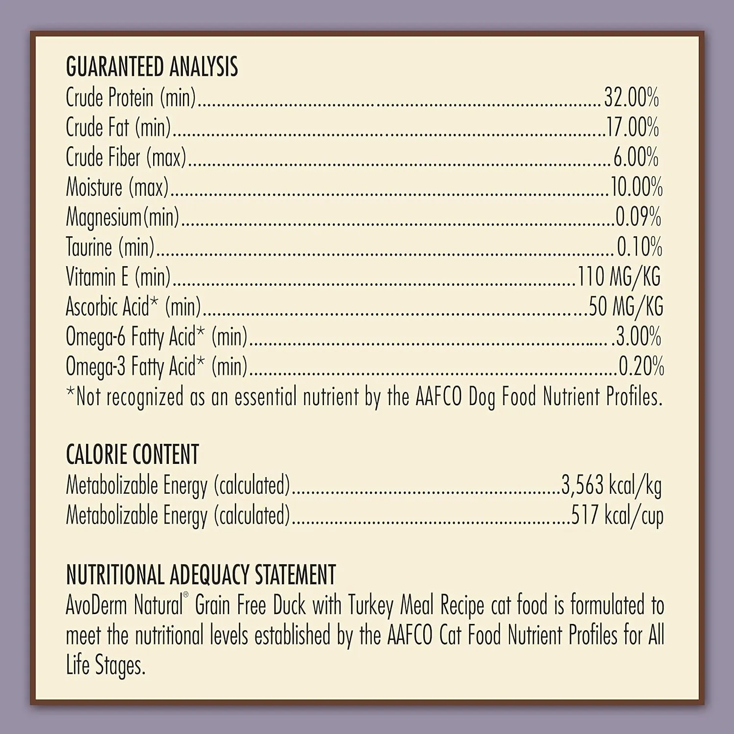 Avoderm Natural Grain-Free Dry Cat Food, All Life Stages Duck Recipe, 5 Lb Bag