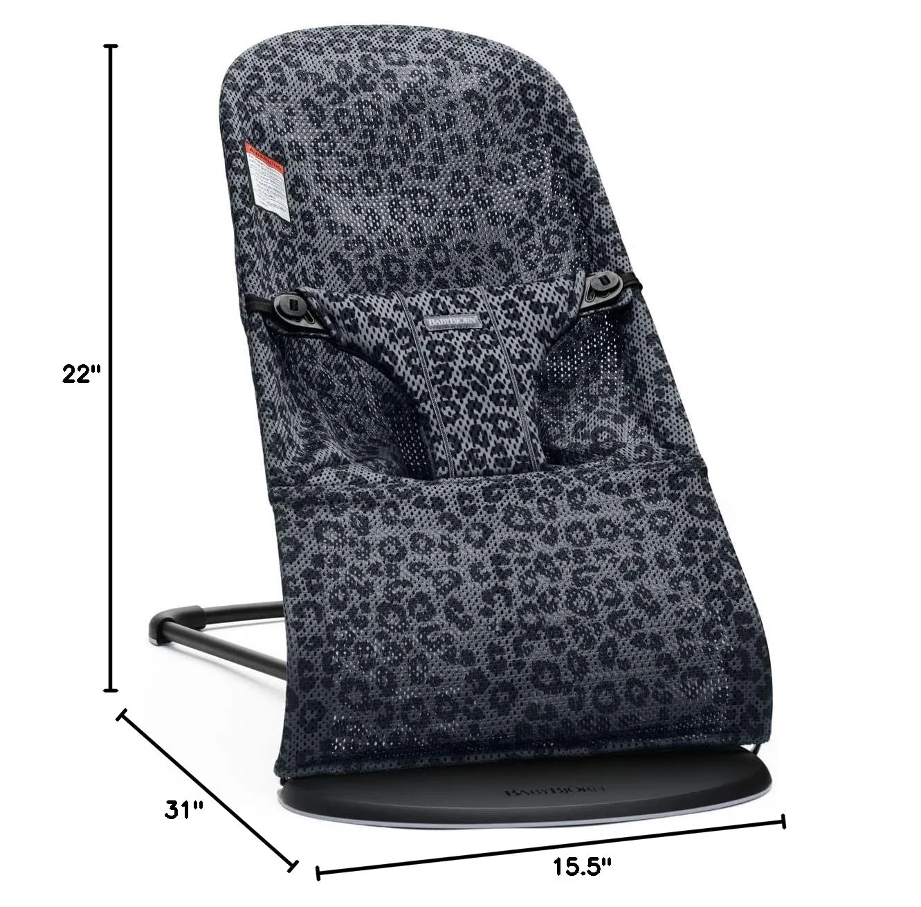 BabyBjörn Bouncer Bliss, Mesh, Anthracite/Leopard 2-in-1 Adjustable Baby Bouncer Seat and Toddler Chair, Newborn to Toddler (8-29 lbs), 4 positions, Lightweight & Portable