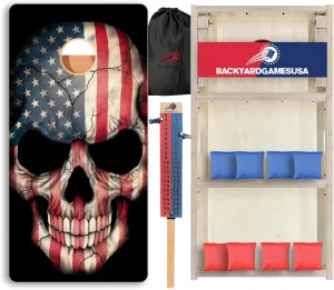 BackYardGamesUSA Pro Cornhole Boards Set | Made in USA | 3/4 Baltic Birch | No Bounce | Triple Thick Legs | Two Brace & Handles, Tournament 2x4 Regulation Set with Score Tower & Cornhole Bags