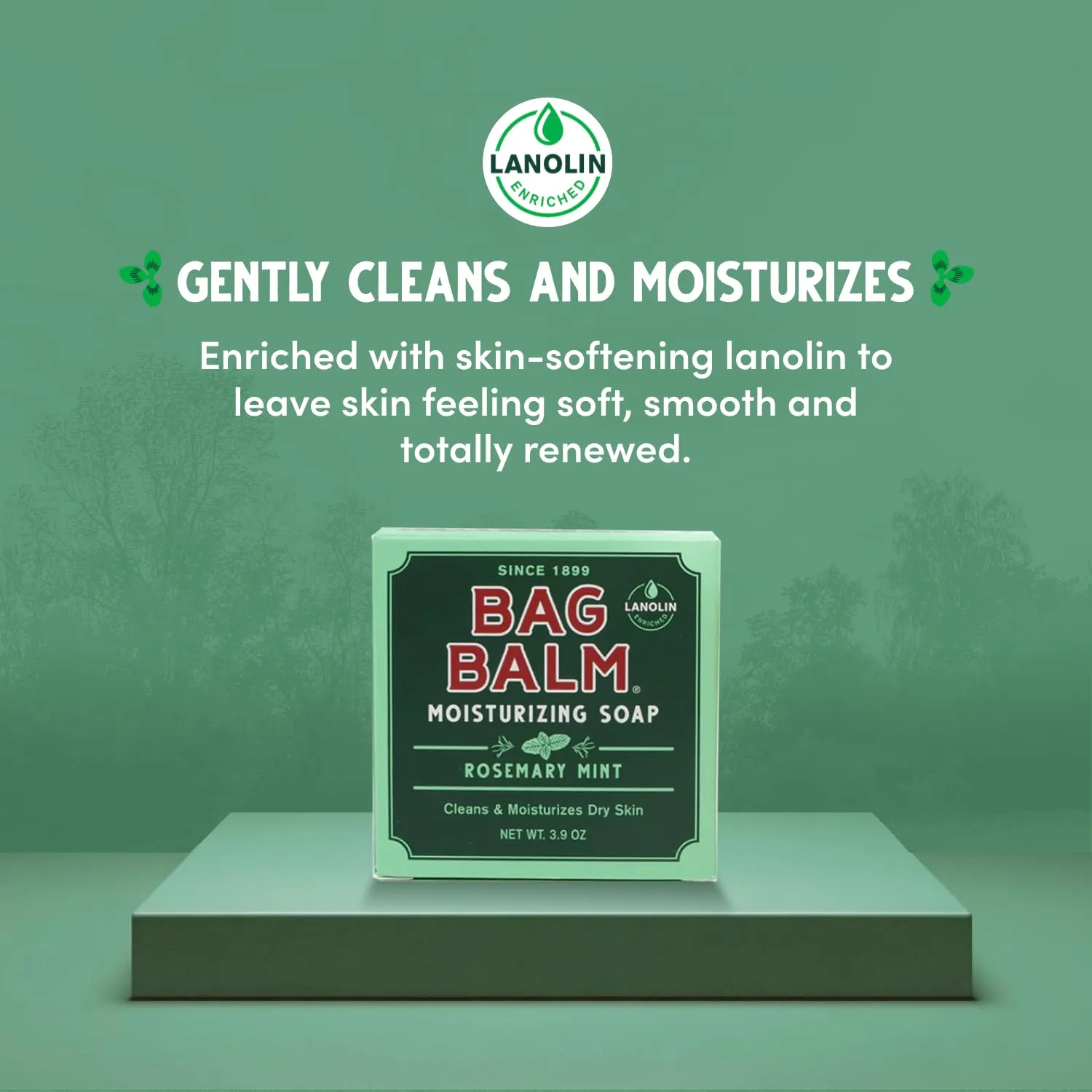 Bag Balm Vermont's Original Mega Moisturizing Soap Bar, Body Soap, Hand Soap for Dry Skin - Rosemary Mint Scented Bars of Soap - 3.9oz, 12 Pack