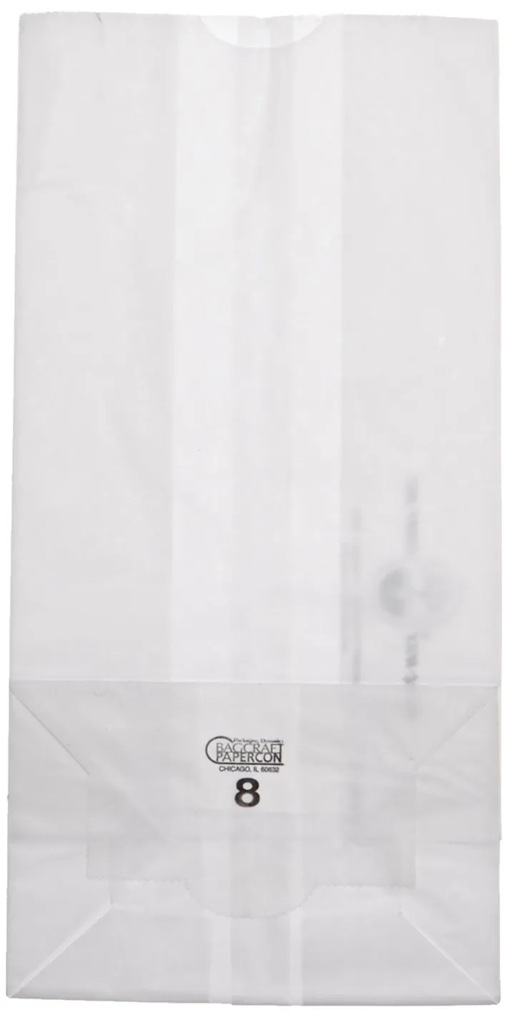 Bagcraft Papercon 300298 Dubl Wax SOS Bag, 8-lb Capacity, 12-3/8" Length x 6-1/8" Width x 4" Height, White (Case of 1000)