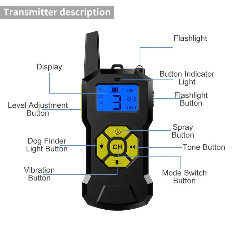 Bark Doctor T500 Vibration Spray Remote Dog Training Collar