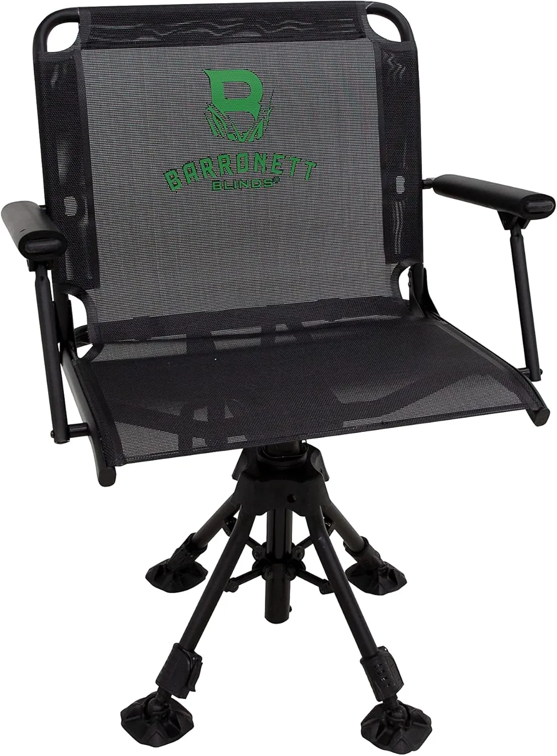 Barronett Blinds 360 Deluxe Wide Chair, Silent 360-degree Swivel Hunting Chair, Extra-Wide, Comfortable TearTuff Mesh Seat, Adjustable Height, 350 lb. Capacity, Black, BC107