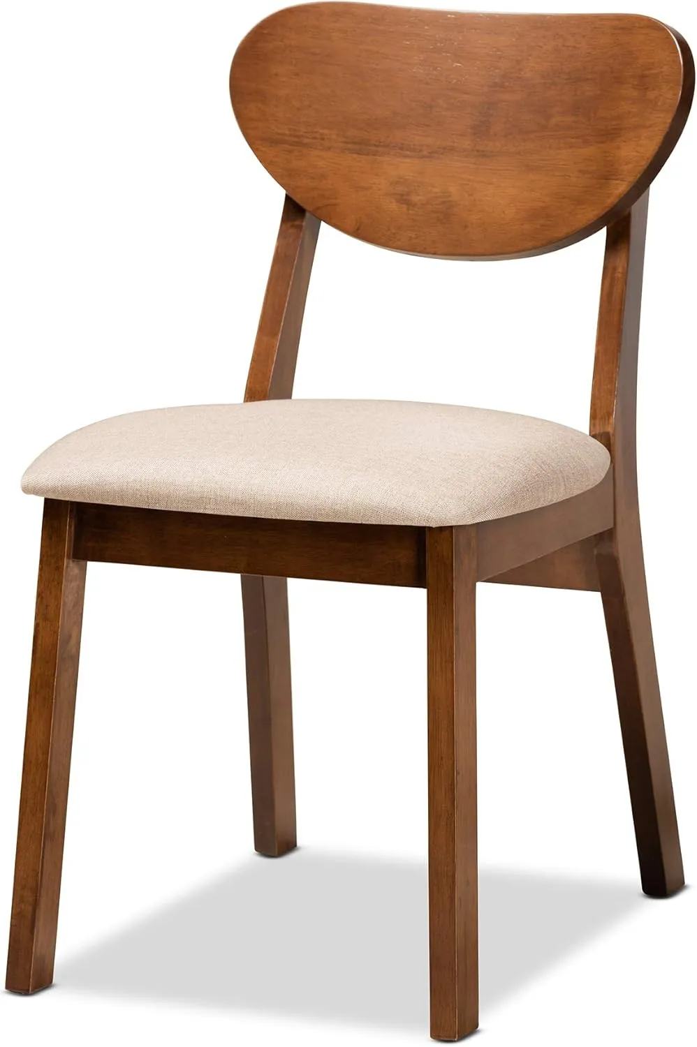 Baxton Studio Damara Mid-Century Pub Set Sand Fabric Upholstered and Walnut Brown Finished Wood 5-Piece Dining Set