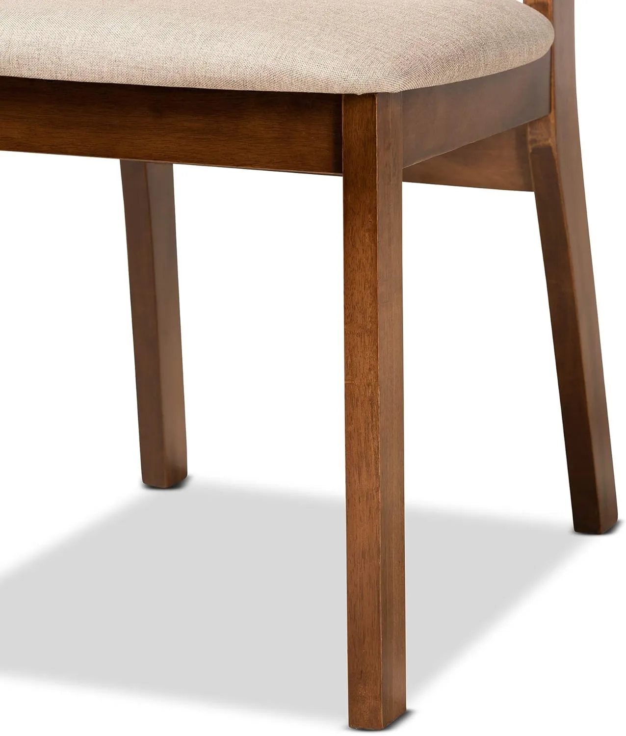 Baxton Studio Damara Mid-Century Pub Set Sand Fabric Upholstered and Walnut Brown Finished Wood 5-Piece Dining Set