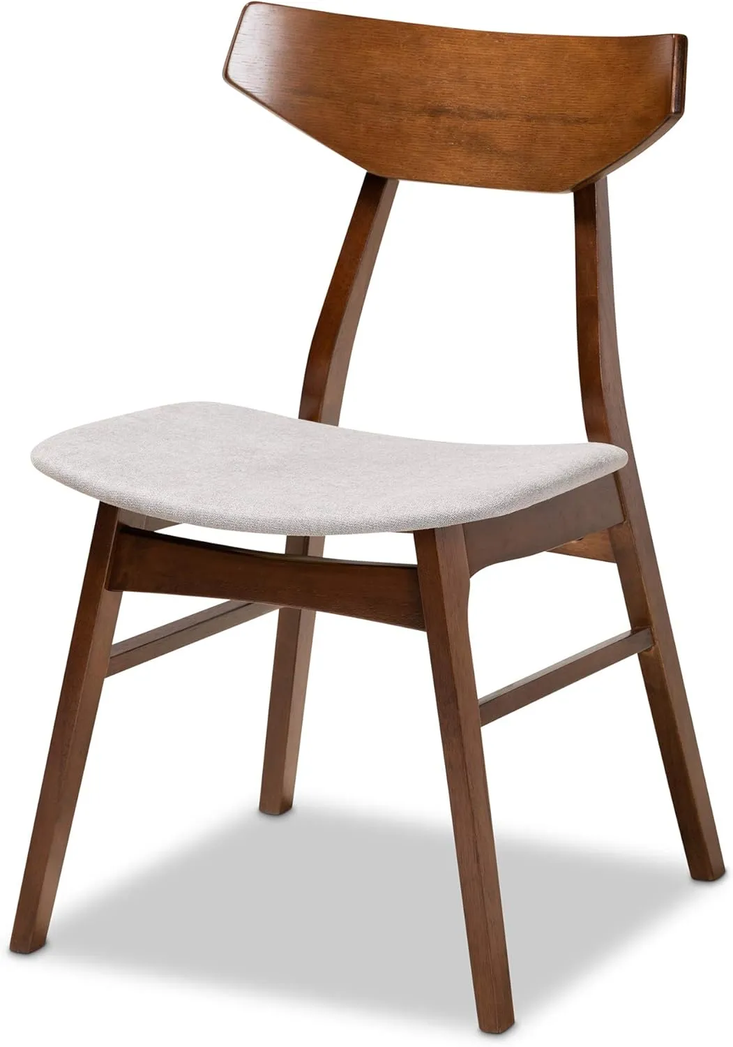 Baxton Studio Pearson Mid-Century Modern Transitional Light Grey Fabric Upholstered and Walnut Brown Finished Wood 5-Piece Dining Set with Faux Marble Table