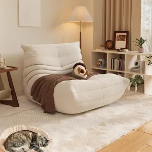 Bean Bag Chiar for Adults, Fireside Chair, Bean Bag Couch, Lazy Floor Sofa, Armless Comfy Bean Bag Chair for Living Room, Bedroom, Office, Dorm, Apartment, (Beige)