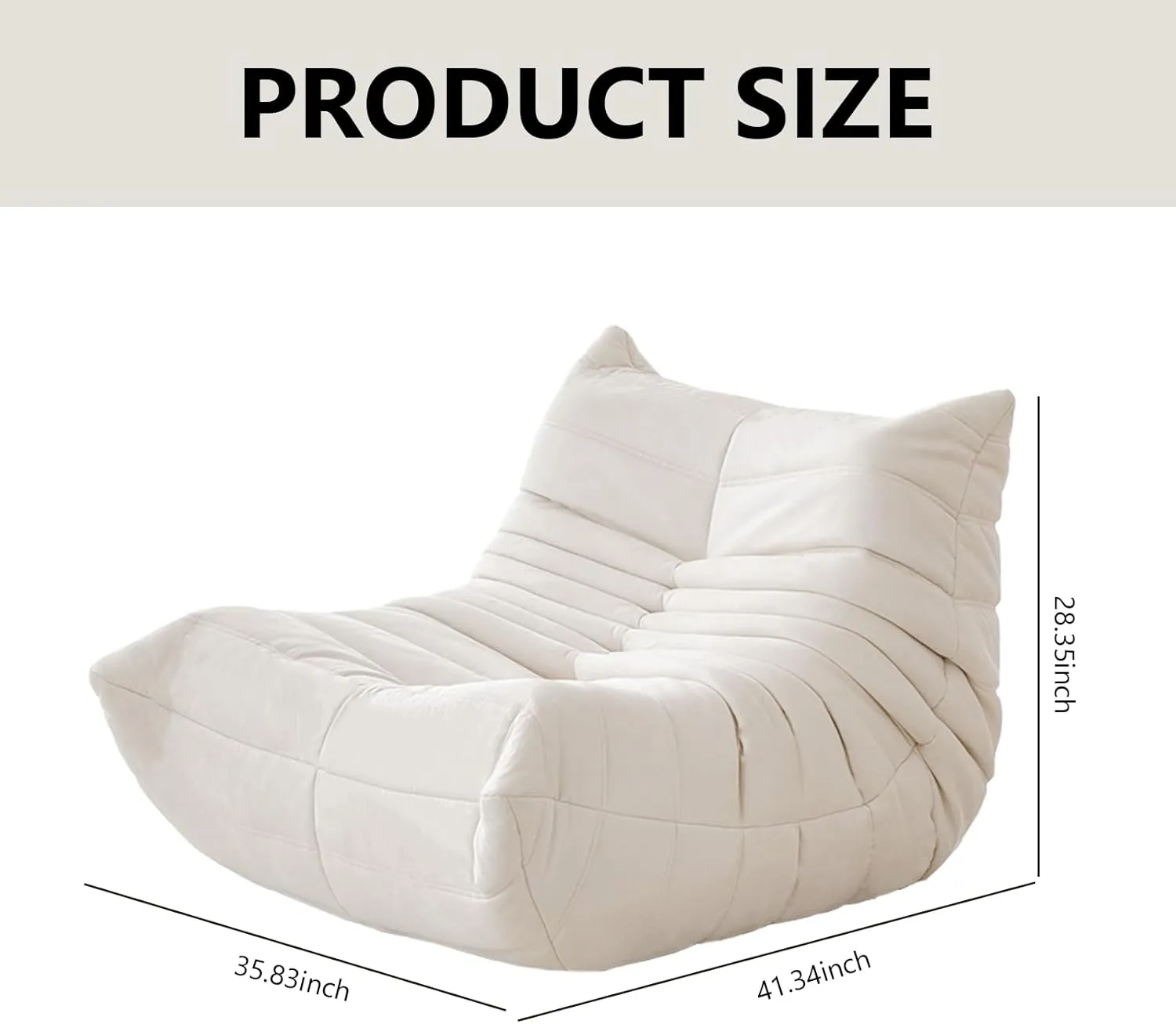 Bean Bag Chiar for Adults, Fireside Chair, Bean Bag Couch, Lazy Floor Sofa, Armless Comfy Bean Bag Chair for Living Room, Bedroom, Office, Dorm, Apartment, (Beige)