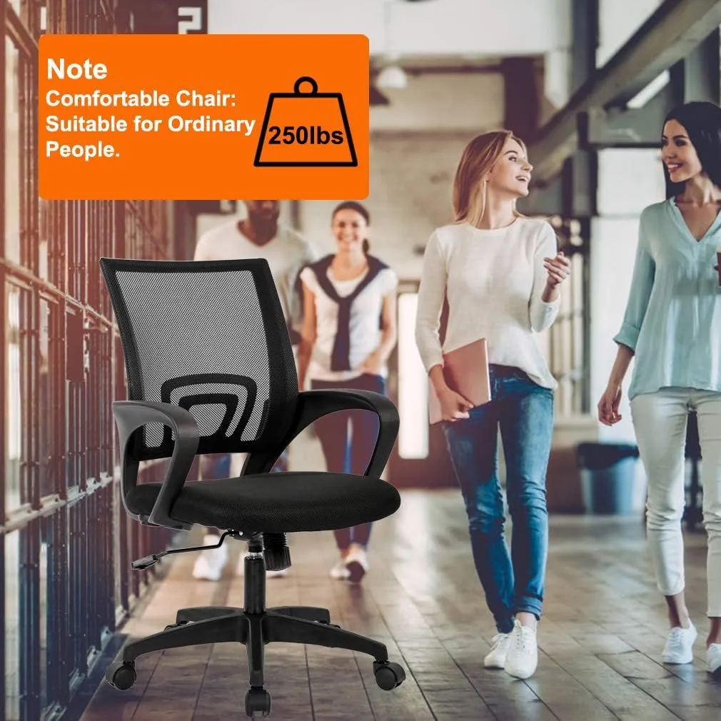 BestOffice Home Office Chair Ergonomic Desk Chair Mesh Computer Chair with Lumbar Support Armrest Executive Rolling Swivel Adjustable Mid Back Task Chair,Black