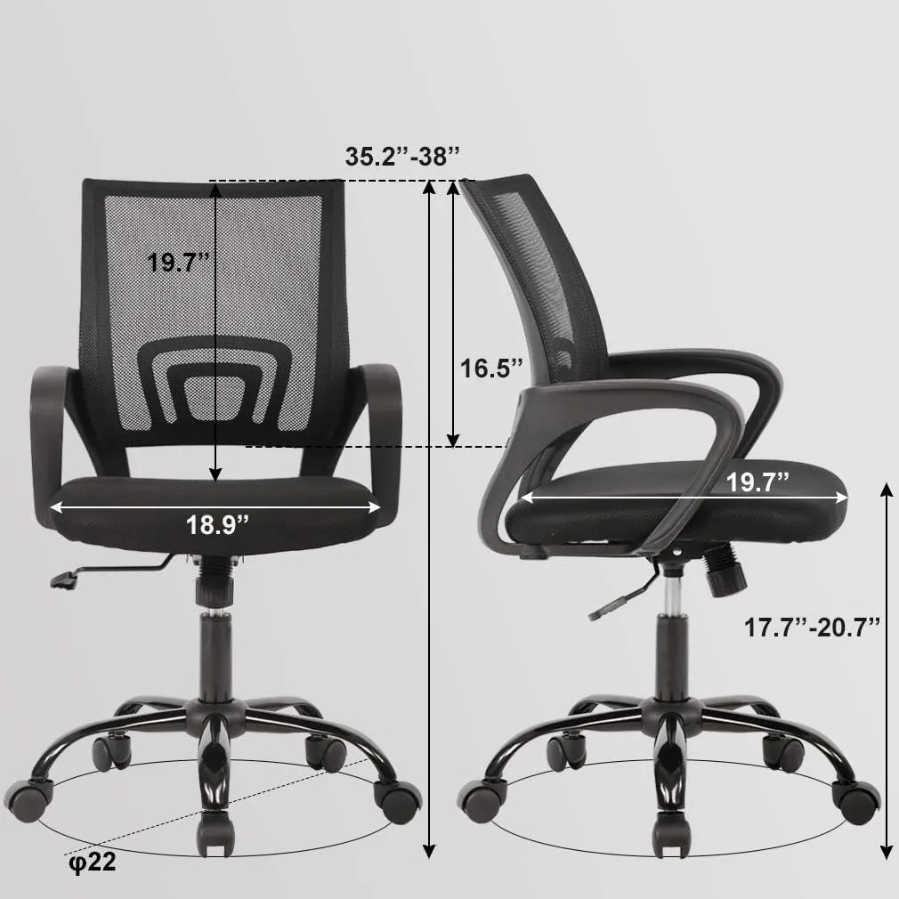 BestOffice Home Office Chair Ergonomic Desk Chair Mesh Computer Chair with Lumbar Support Armrest Executive Rolling Swivel Adjustable Mid Back Task Chair,Black