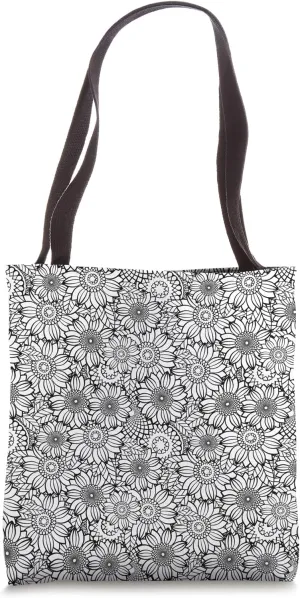 Black and White Choose Your Own Colors Abstract Flower Tote Bag
