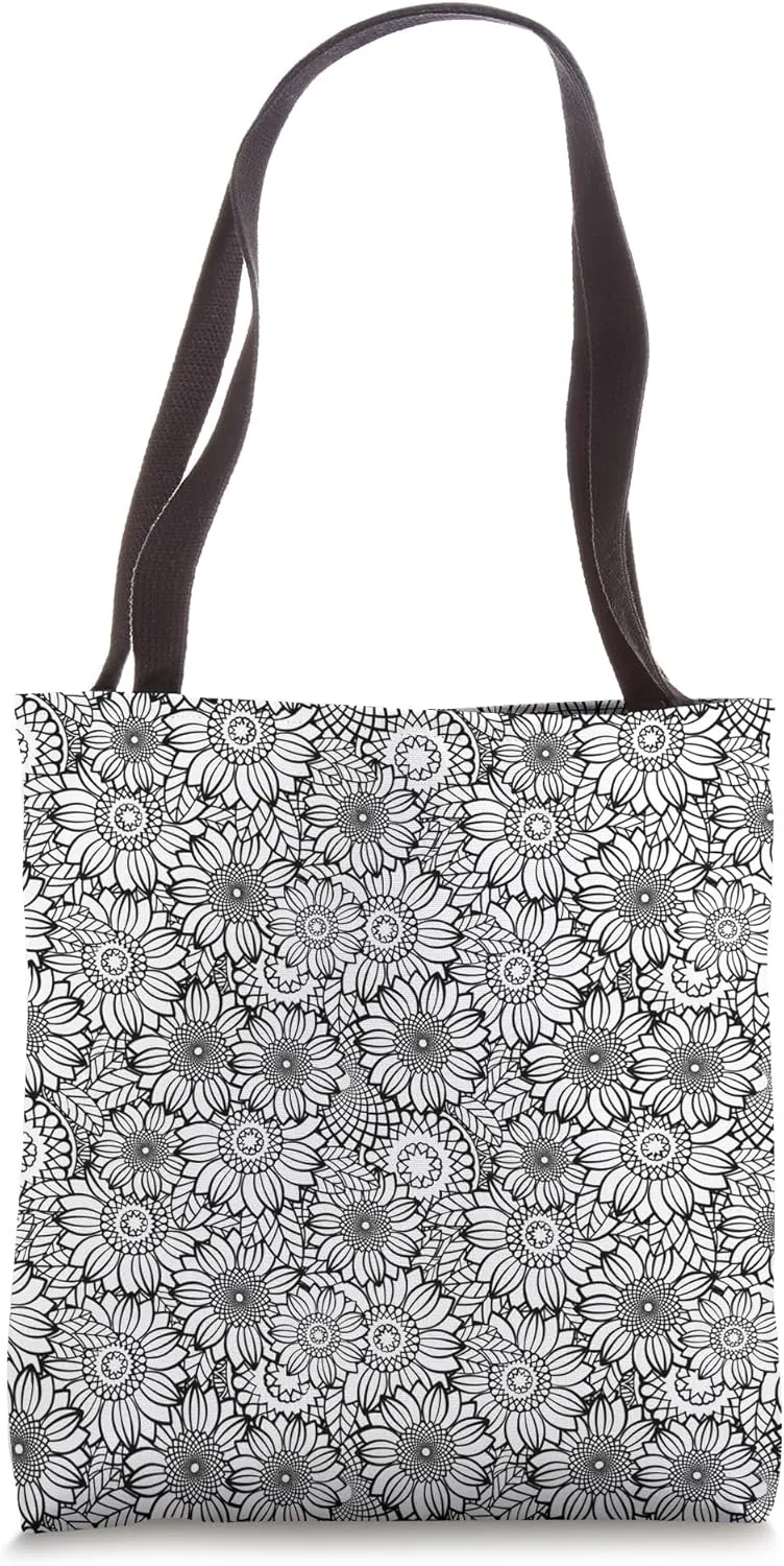 Black and White Choose Your Own Colors Abstract Flower Tote Bag
