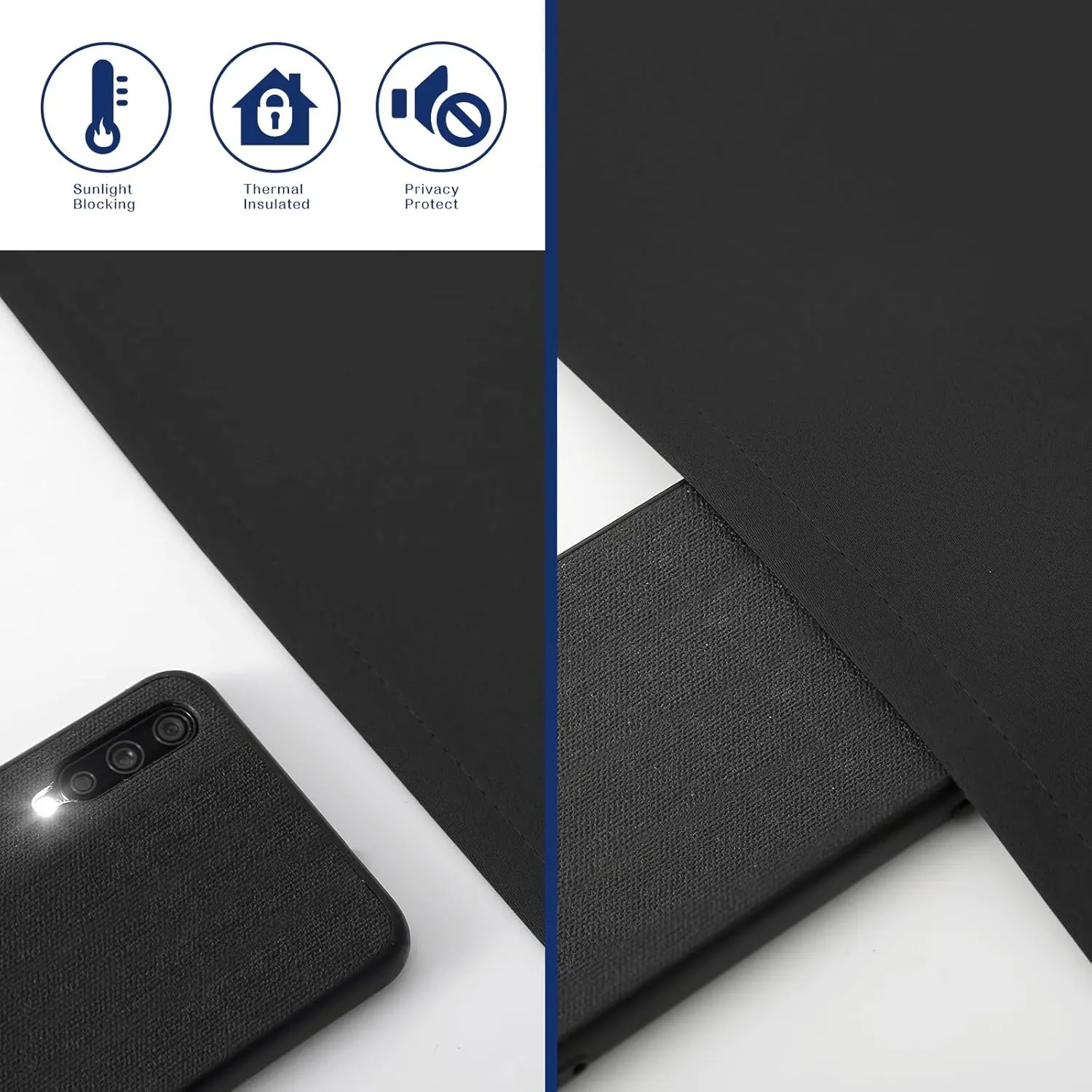 Blackout Door Curtains, Lights Block, Room Darkening, Provide Privacy, roll-able Door Panels, Window Covering for Glass Door, Front and Side, Patio Doors (18”W x42”H, 1 Piece, Black)