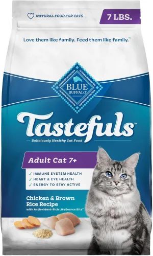 Blue Buffalo Tastefuls Adult 7  Natural Dry Cat Food, Chicken 7lb bag