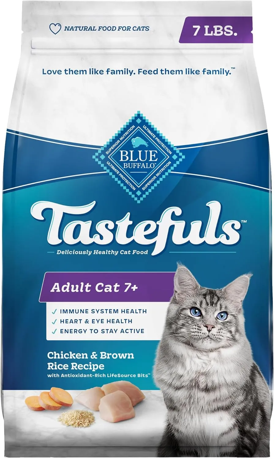 Blue Buffalo Tastefuls Adult 7  Natural Dry Cat Food, Chicken 7lb bag
