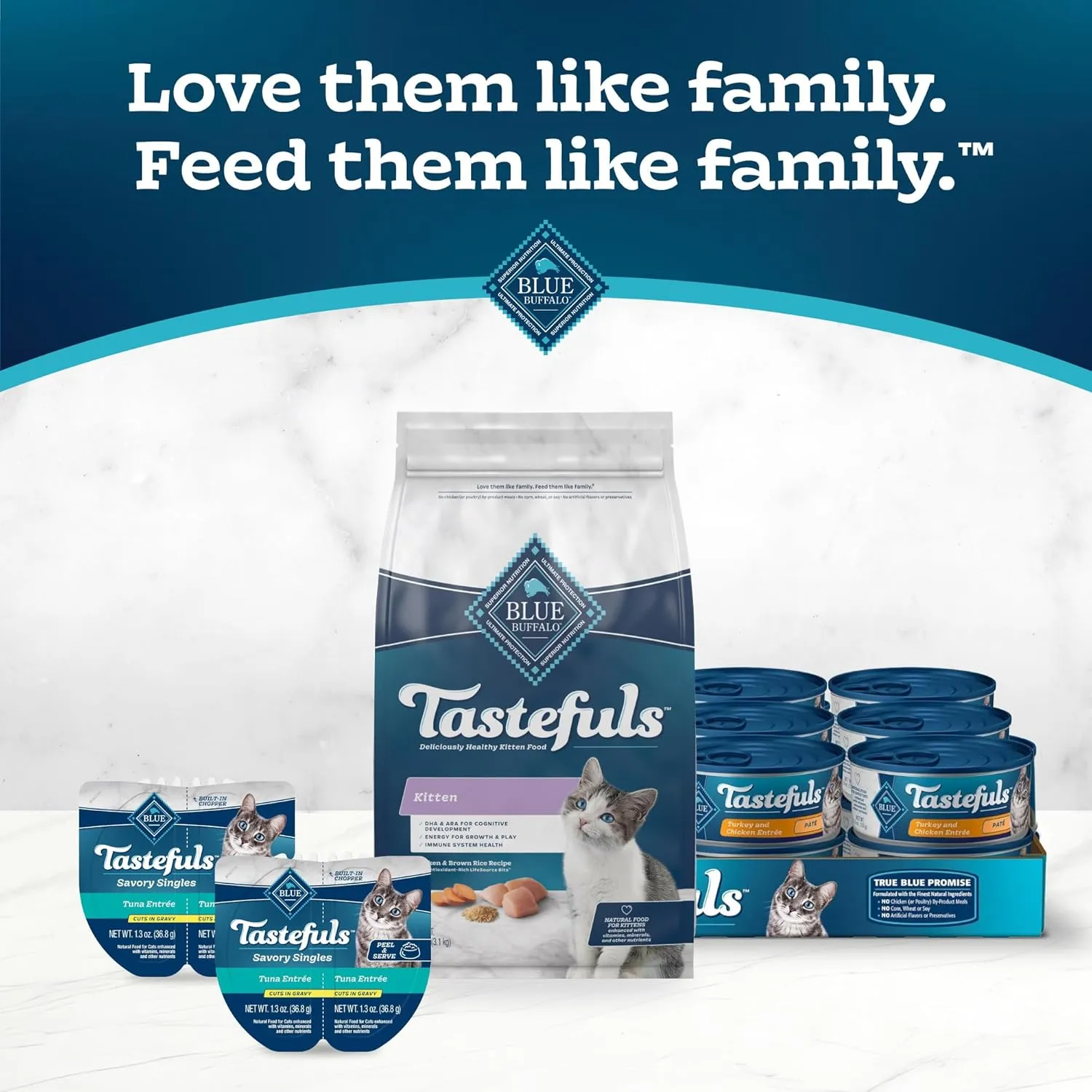 Blue Buffalo Tastefuls Kitten Food With DHA Dry Cat Food Made in the USA with Natural Ingredients, Chicken Recipe, 7-lb. Bag