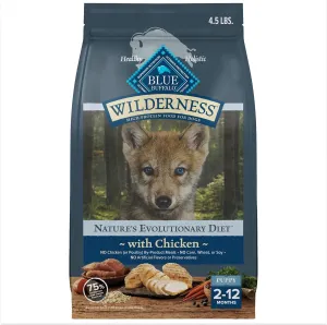 Blue Buffalo Wilderness High-Protein Natural Dry Food for Puppies, Chicken Recipe, 4.5-lb. Bag