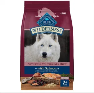 Blue Buffalo Wilderness High-Protein Natural Dry Food for Senior Dogs, Salmon Recipe, 4.5-lb. Bag