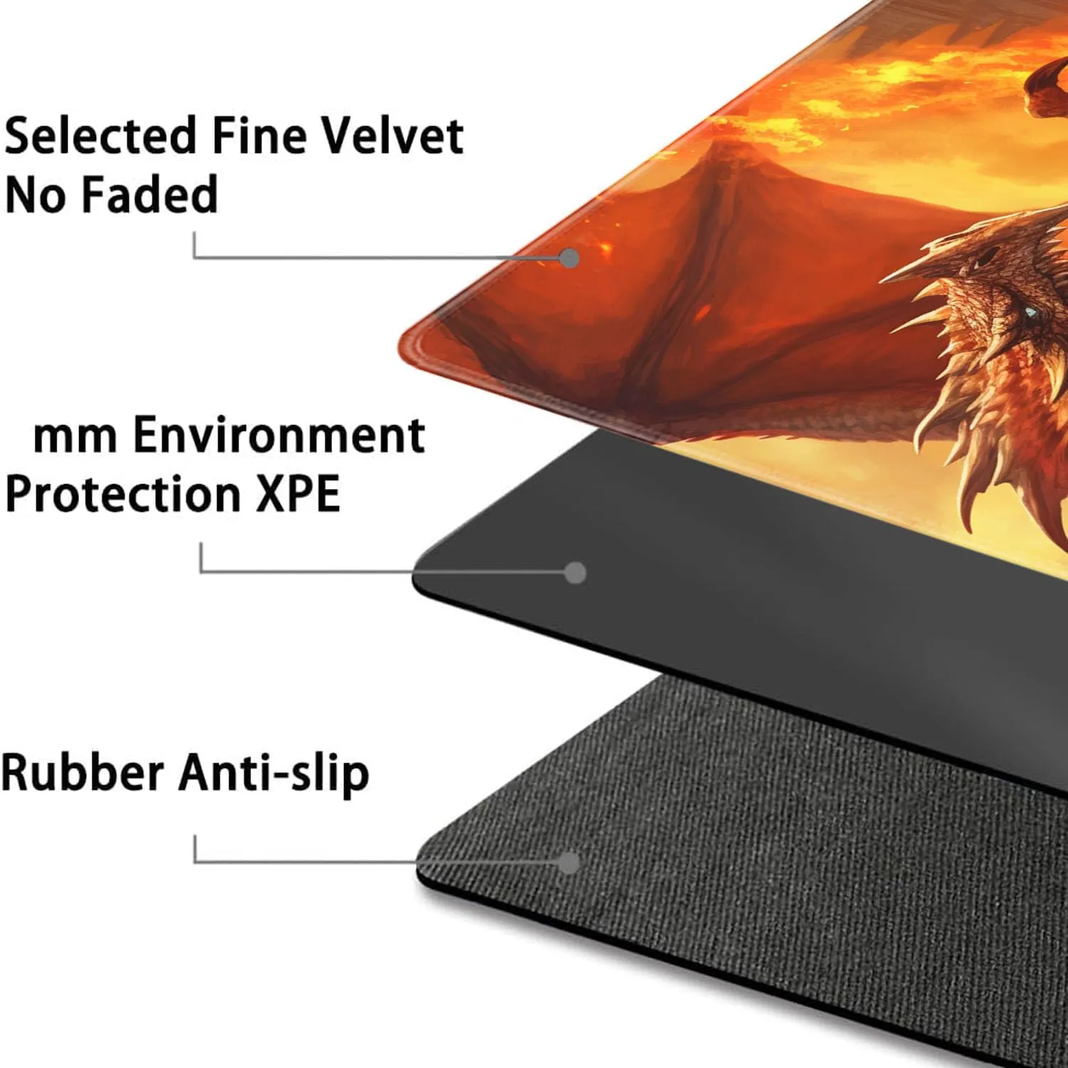 Board Game for TCG Playmat Table Mats Games Size 60X35 cm Mousepad Compatible for MTG RPG CCG Trading Card Game Play mats with 6 Dice (Playmat 7) Red Dragon 1
