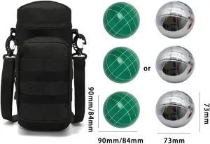 Bocce Ball Bag for 90mm 84mm 73mm 3 Bocce Game,Multifunctional, Zip Design, Powerful. Size: 27 x 12 x 12 cm、