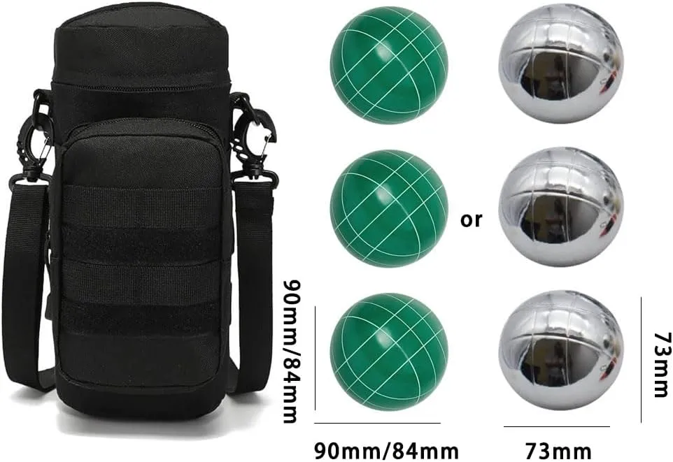 Bocce Ball Bag for 90mm 84mm 73mm 3 Bocce Game,Multifunctional, Zip Design, Powerful. Size: 27 x 12 x 12 cm、