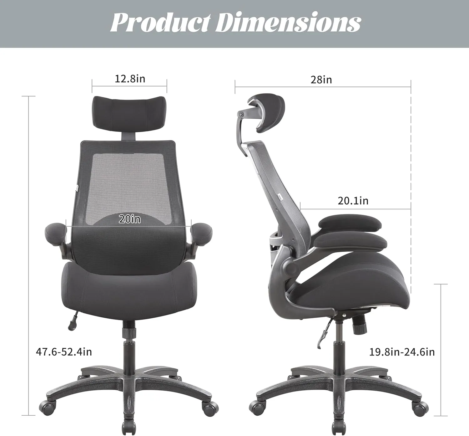 BOLISS 400lbs High Back Ergonomic Mesh Computer Office Desk Chair with Super Soft Adjustable Arms Molded Foam Seat Lumbar Support(Black)