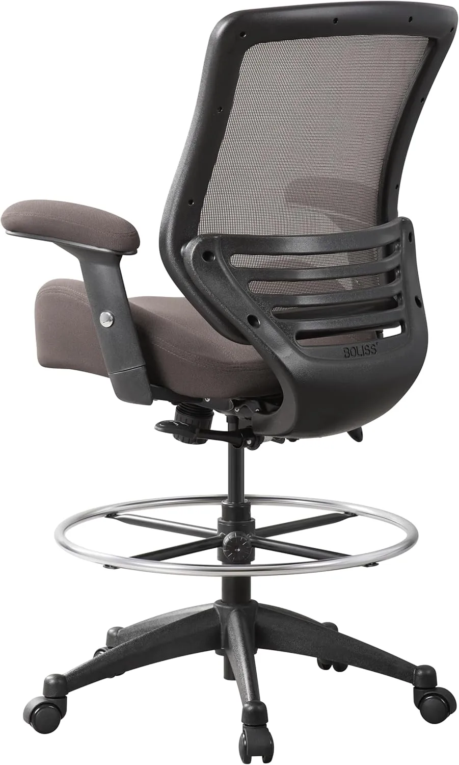 BOLISS 400lbs Mesh Ergonomic Office Drafting Chair Big Adjustable Foot Ring Height Adjustable Armrest (BRN)