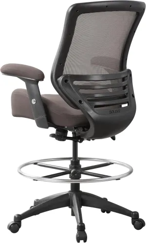BOLISS 400lbs Mesh Ergonomic Office Drafting Chair Big Adjustable Foot Ring Height Adjustable Armrest (BRN)